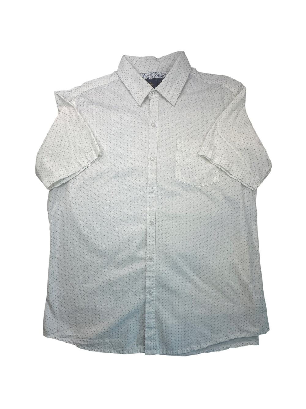 Rugby University Button Shirt Cotton Polka Dot Short Sleeve Preppy Casual XL
